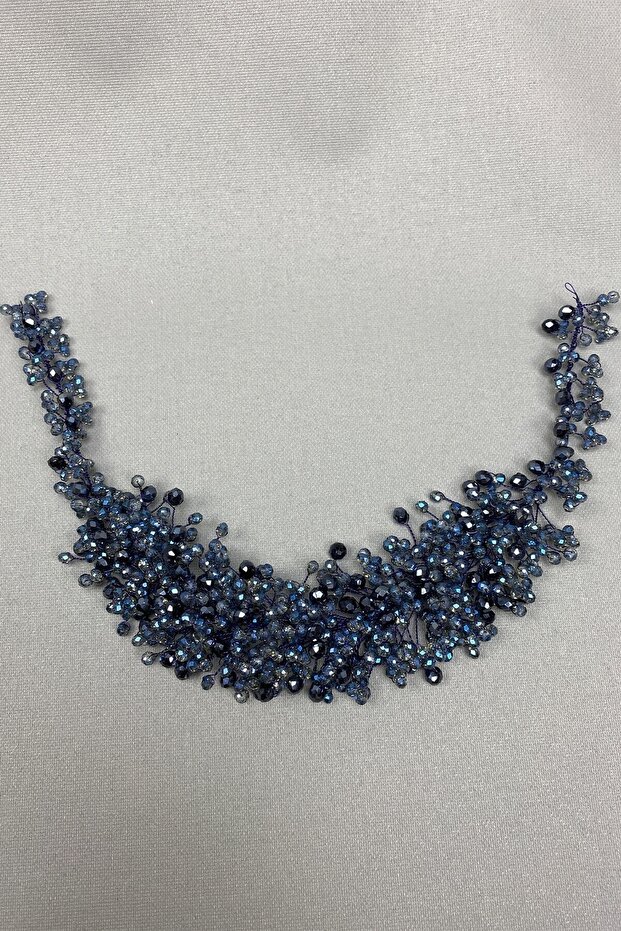 Bridal Accessory Indigo Blue Bridal Hair Accessory with Asian Crystal