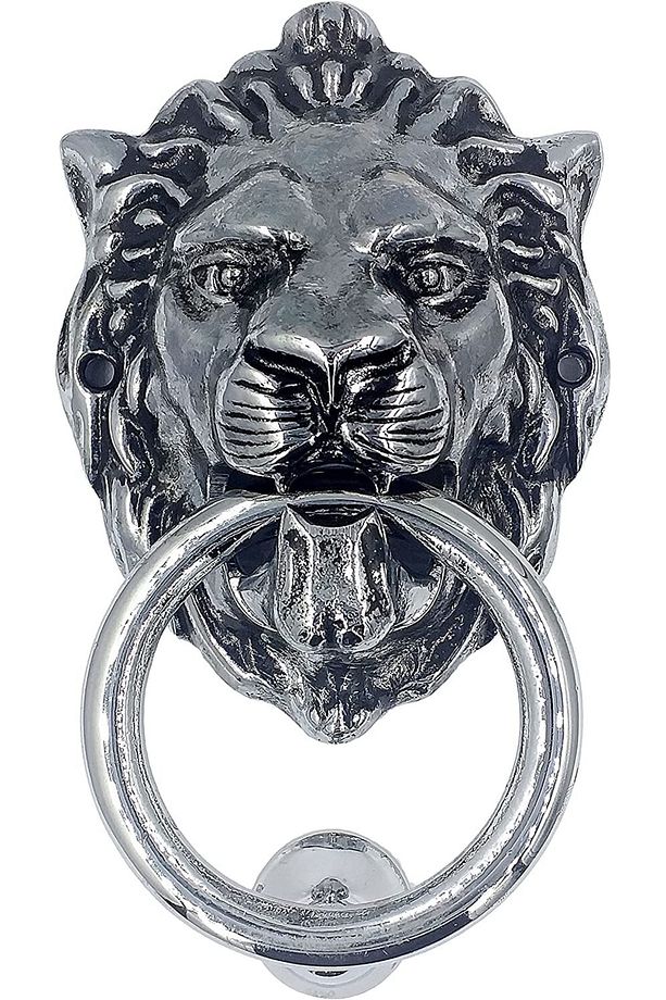 Pirinç Aslan Kapı Tokmağı, Tak Tak, Gümüş Siyah - 1