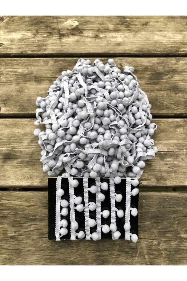 Gray Stripe Pompom 5 Meters – Decorative Ribbon