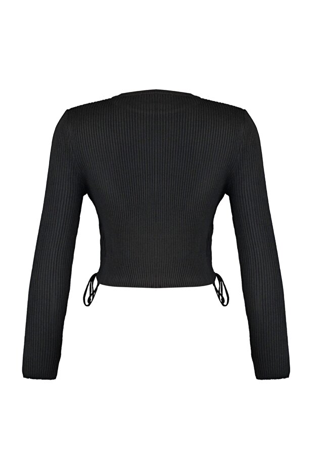 Schwarzer Crop-Strickpullover TWOAW22KZ1904 - 6