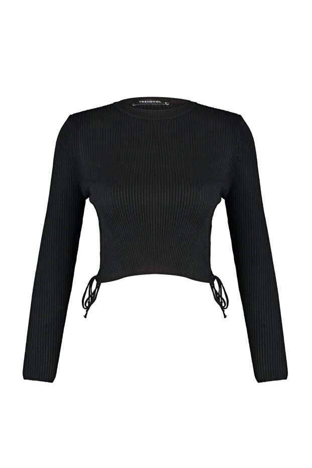Schwarzer Crop-Strickpullover TWOAW22KZ1904 - 7