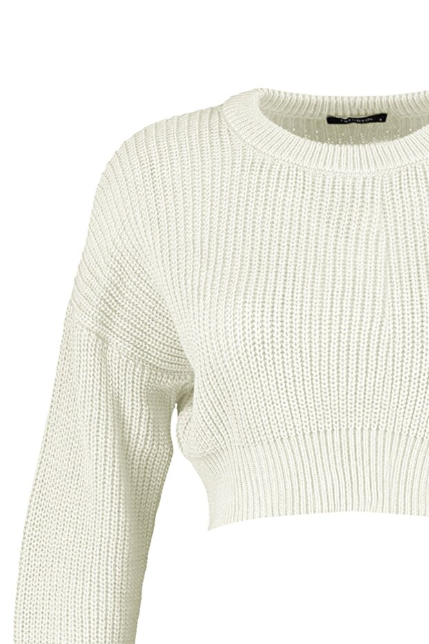Ekru Super Crop Basic Triko Kazak TWOAW23KZ01620 - 7