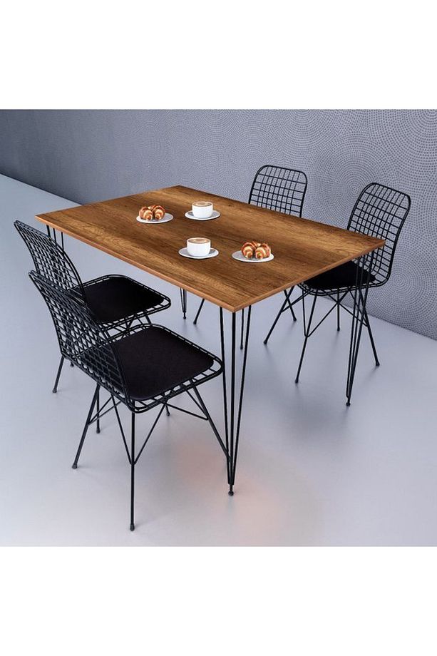 Ceviz Yemek Masası Mutfak Masası Balkon Masası 60x120 Tek Masa - 2