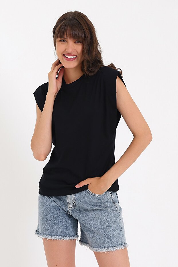 Kolsuz Basic Örme T-shirt Ad-y38624wyz - 2