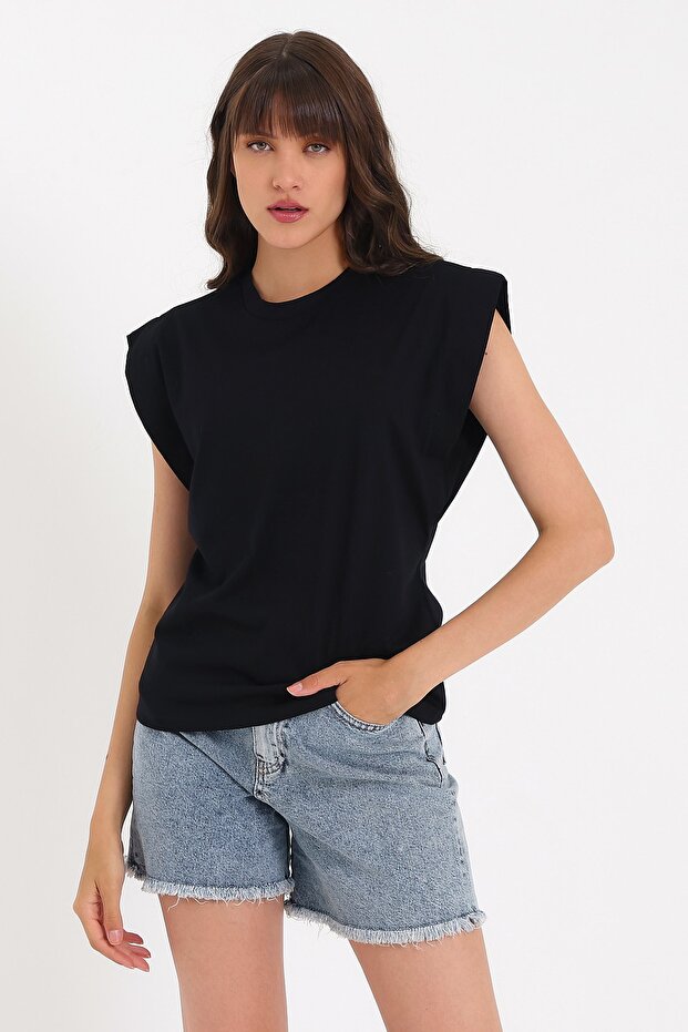 Kolsuz Basic Örme T-shirt Ad-y38624wyz - 4