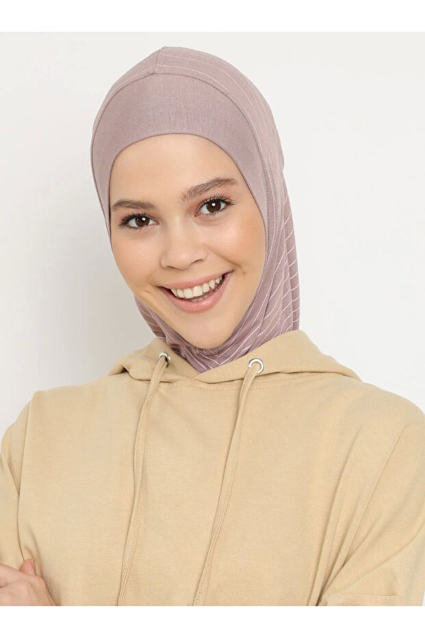 Visca Seirisi Striped Plain Hijab Turban - St 296 Dried Rose