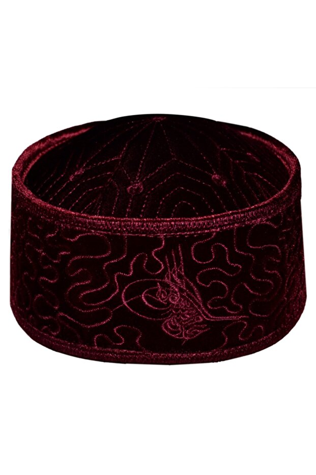 Skullcap باللون العنابي - مع طغراء وقالب، Rıfa-ı Skullcap T042