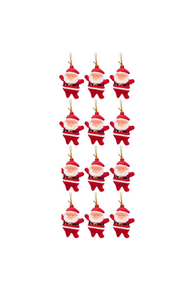 Santa Claus Set of 12 Christmas Ornaments Pine Tree