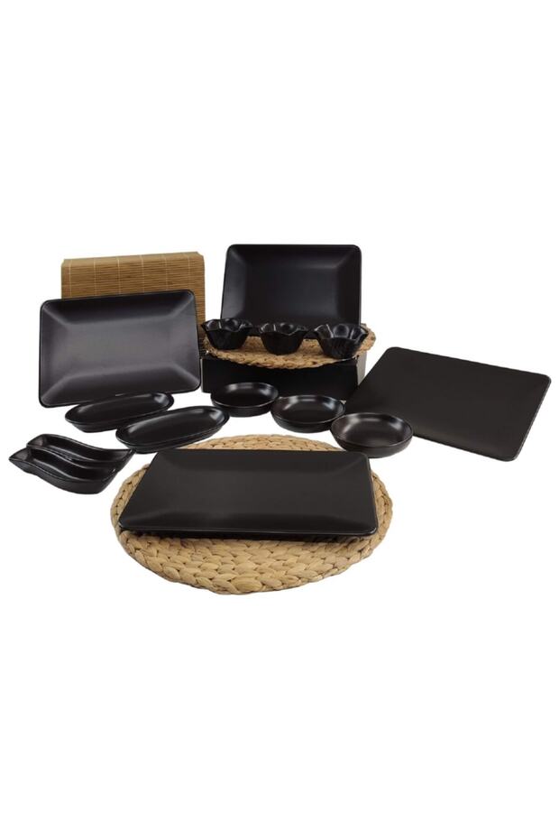 Black Siera 14 Piece Breakfast Set for 4 Persons