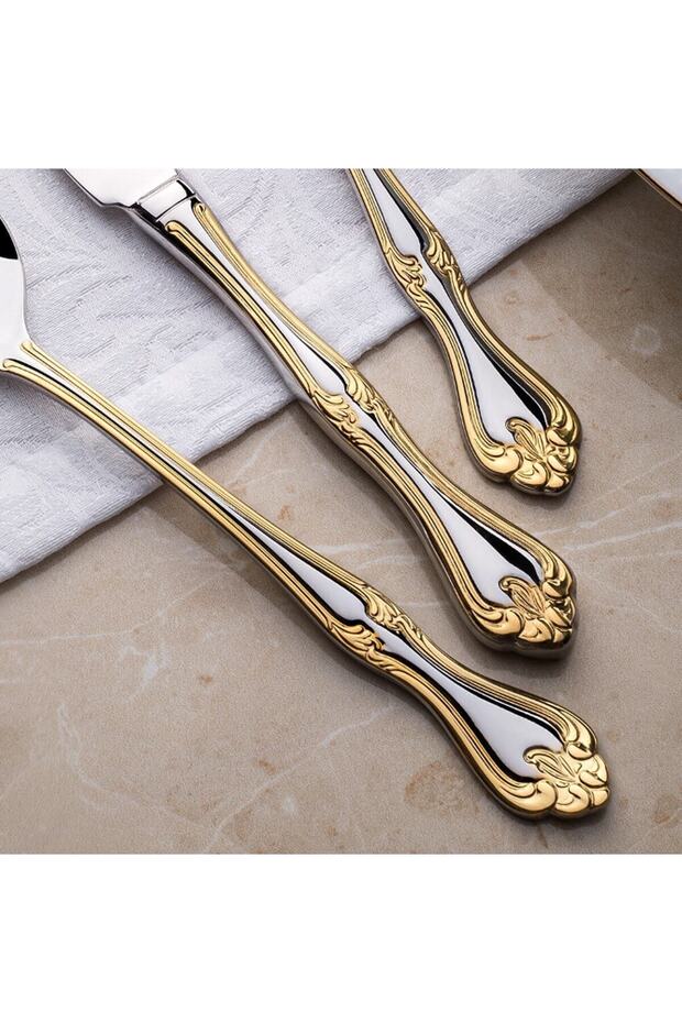 طقم تقديم من الفولاذ المقاوم للصدأ مكون من 5 قطع من Lalezar Gold Plain
