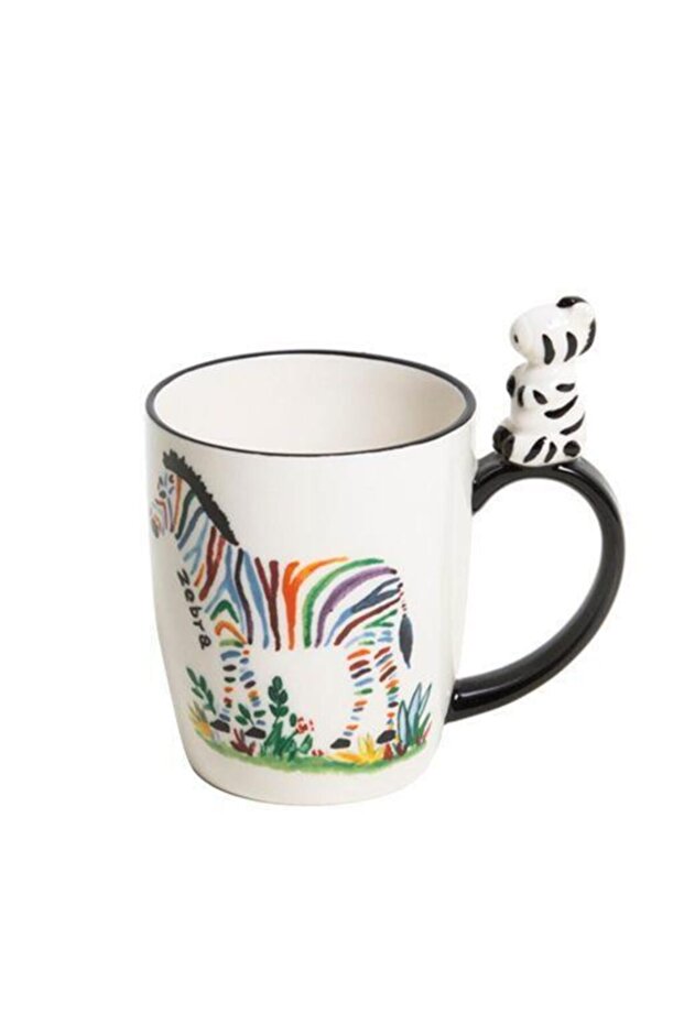 White Patterned 2-Piece Porcelain Mug - 2
