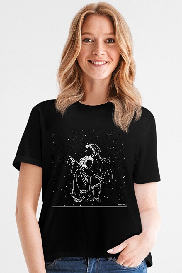 Women's Black Snow Falls Short Sleeve T-shirt