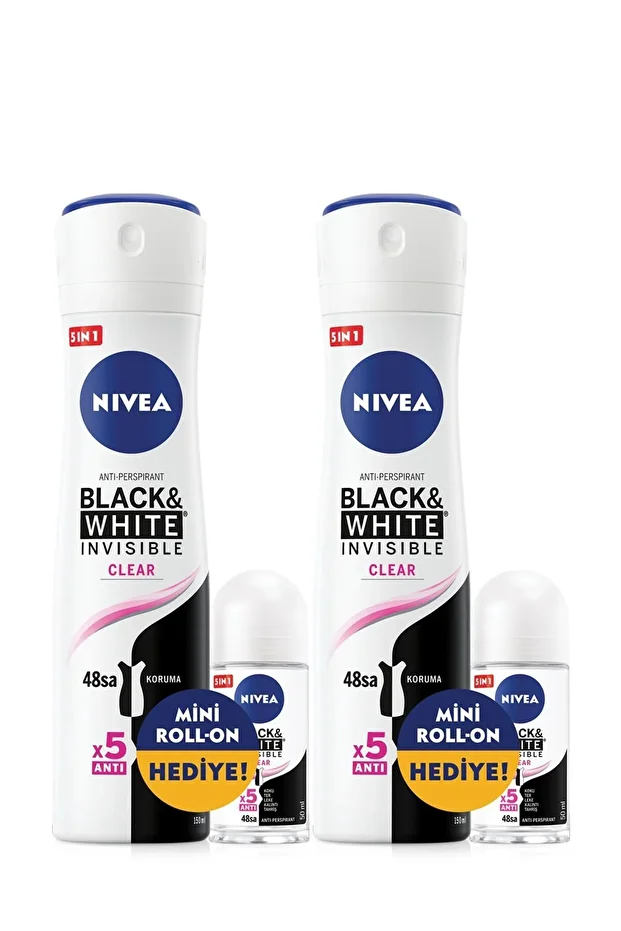 Nıvea B&w Clear Kadın Deo Sprey 150 Ml +b&w Clear Mini Roll-on 25 Ml X2 - 1