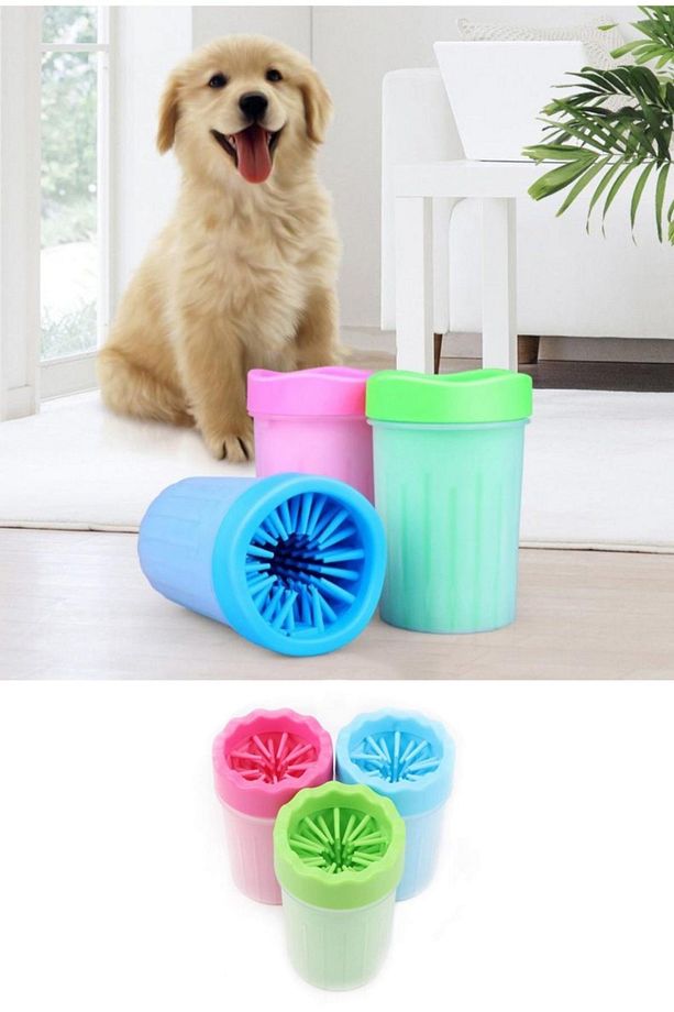 Silikon Jel Fırçalı Kedi Köpek Pati Ayak Temizleme Kovası Büyük - 1