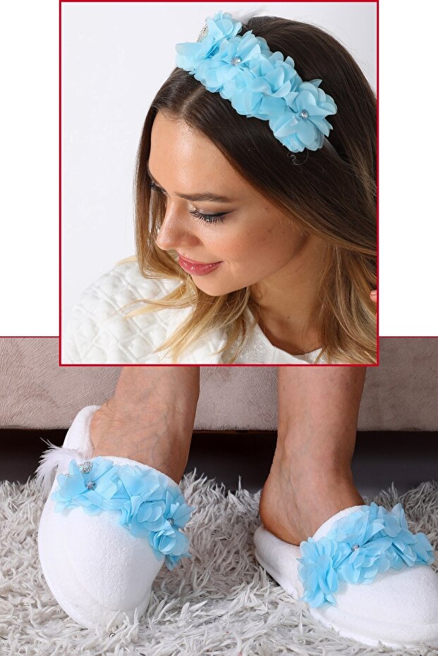 Blue Lotus Maternity Crown and Maternity Slippers Set
