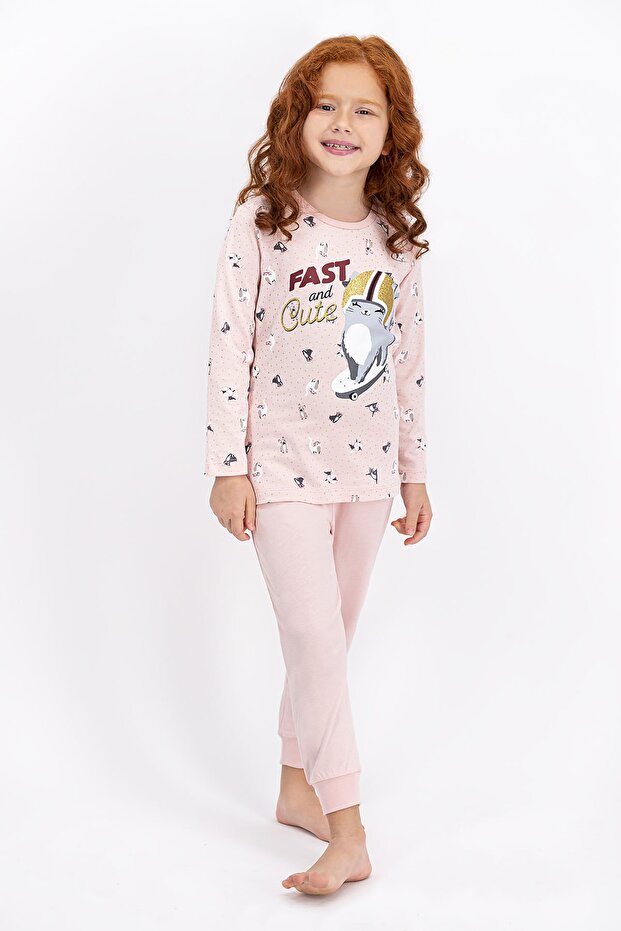 Rolypoly Fast And Cute Somon Kız Çocuk Pijama Takımı - 3