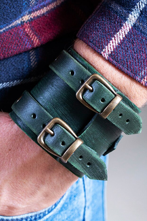 Johnny Depp Handcrafted Antique Khaki Men's Leather Bracelet Jonny001