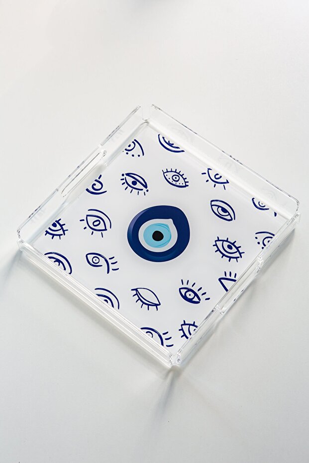 Evil Eye & Eye Patterned Plexiglass Tray 25cm X 25 Cm