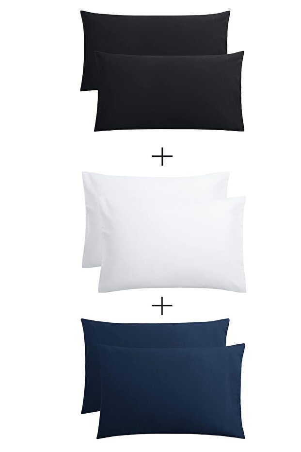 Stella Flavo 6-Piece Pillowcase 50x70+20cm with Cover Black-white-navy blue