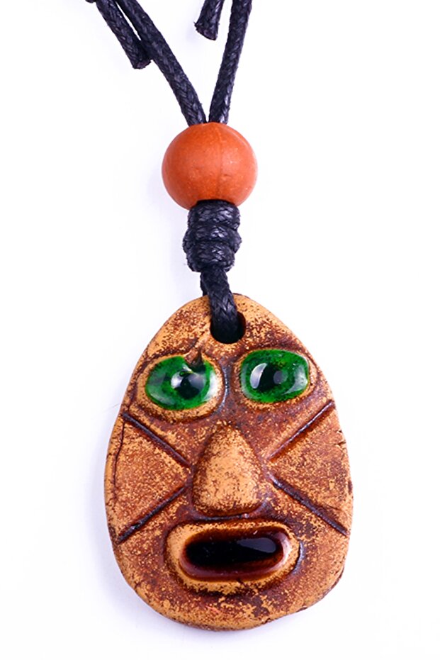 Orange Dejavu Aztec Metztli Totem Natural Necklace