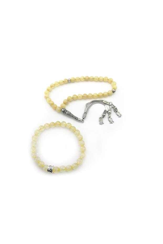 Certified Citrine 33 Pieces Rosary - Bracelet (set) 8 Mm