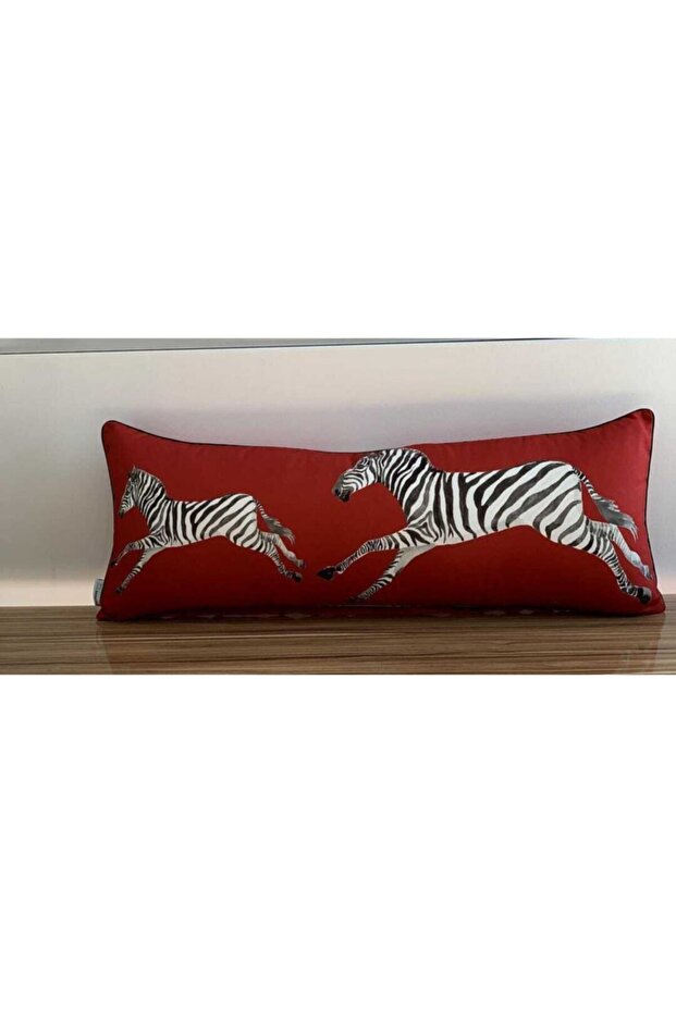 E712 80*30 Size Filled Burgundy Floor Running Zebra Black Piping