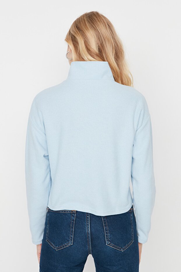 Modrá Thessaloniki/Knitwear Look Límec na zip Regular/Regular Fit Pletená mikina TWOAW22SW0732 - 9