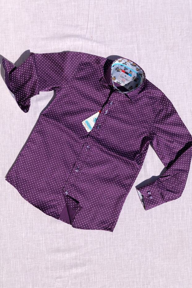 New Season Polka Dot Purple Long Sleeve Children's Shirt