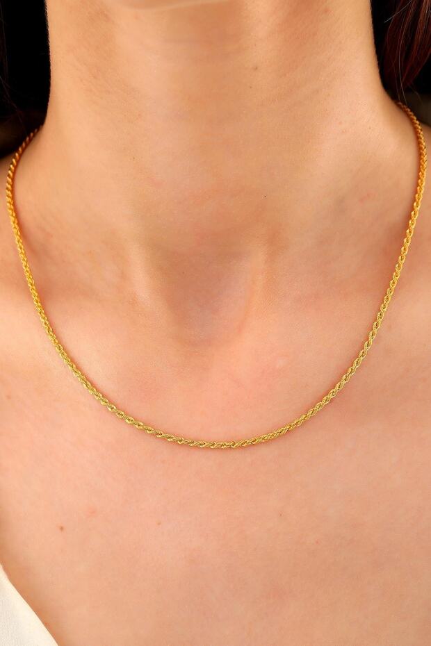 14 Ayar Altın Mega Kalın Halat Zincir Kolye - 3