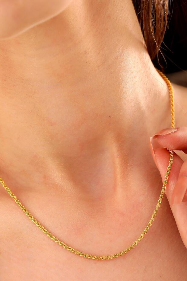 14 Ayar Altın Mega Kalın Halat Zincir Kolye - 4