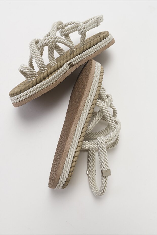 Ip Bej Kadın Sandalet - 6