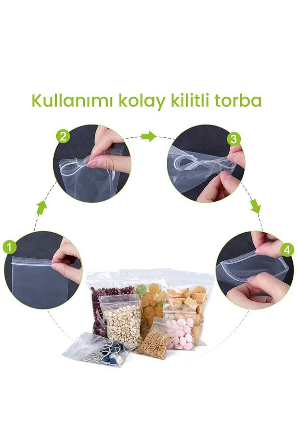 Kilitli Poşet - Kilitli Torba 17x23 50 Adet Kilitli Naylon Poşet Şeffaf Ambalaj - 3