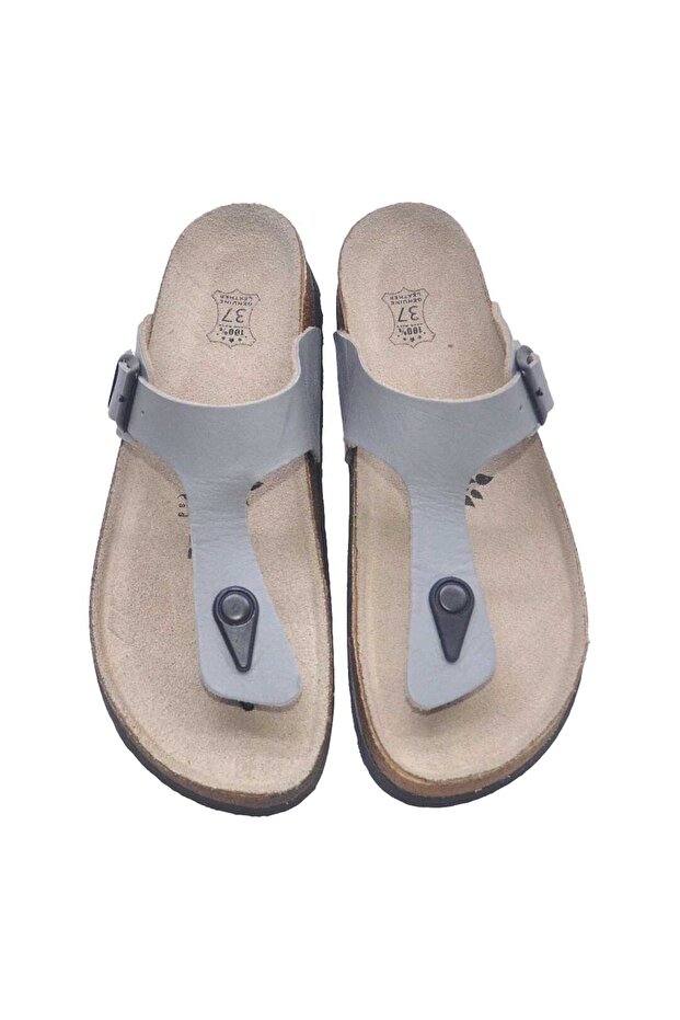 Pa Gray Genuine Leather (Grey Real Leather Slippers) Slippers
