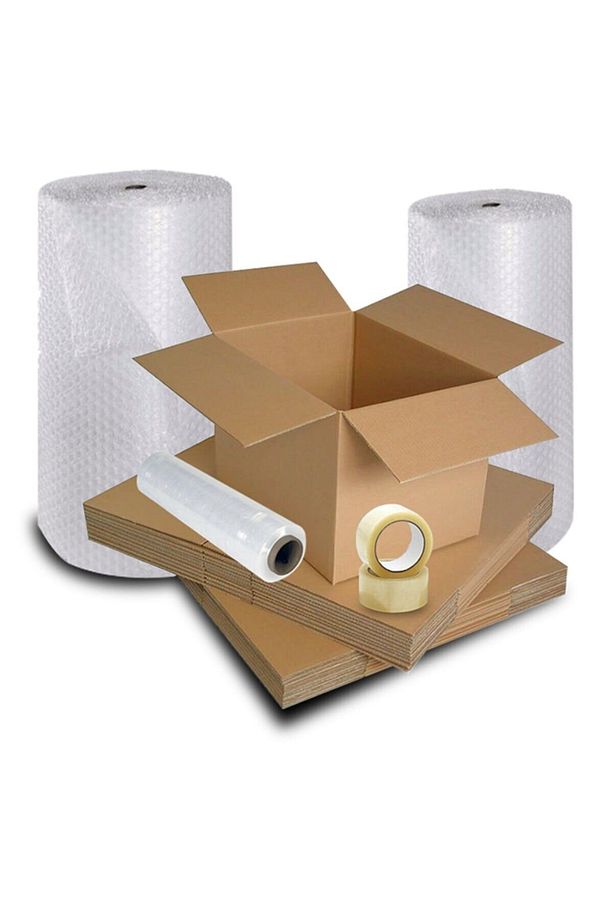 Taşınma Seti 10 Adet 60x40x40 Karton Koli 10 Adet 80x100 Taşıma Poşeti 5metre Pıtpıt Naylon Bant - 1