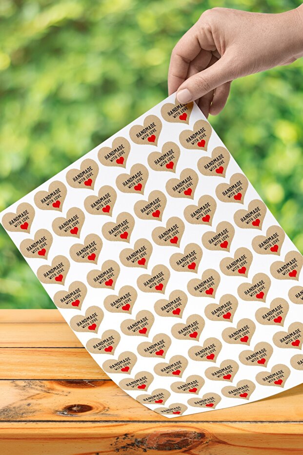 160 Pieces 2.5 Cm Handmade With Love Adhesive Kraft Look Sticker Label Packaging Party Gift