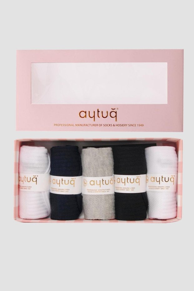 Women's Cotton 5 Pairs Sports Booties Socks with Special Box 55200-1