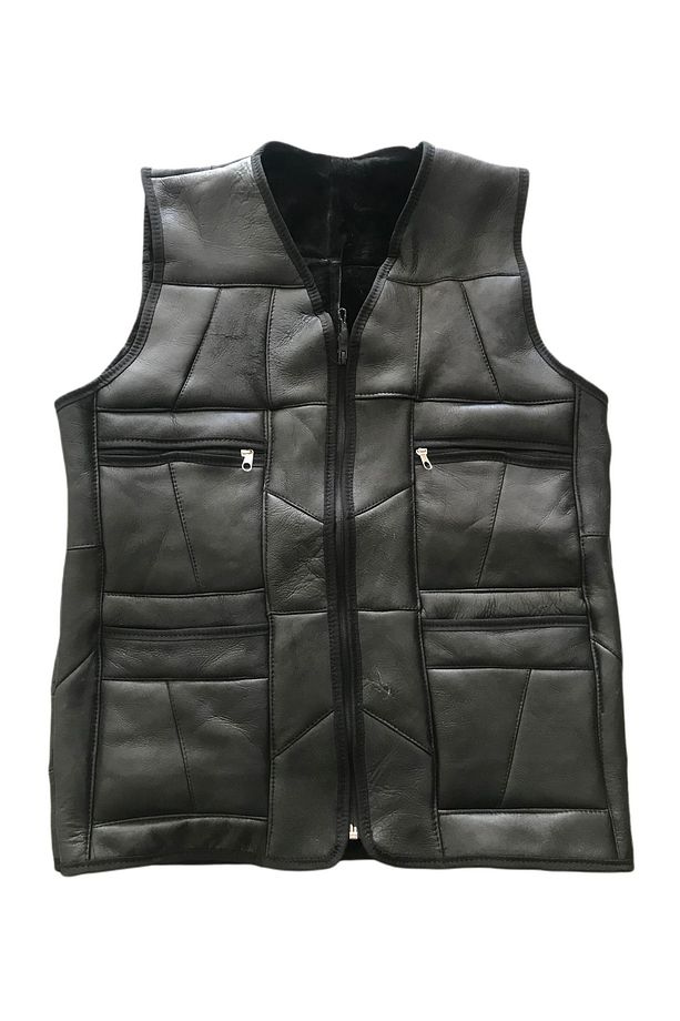 Patchwork Içi Kürk-dışı Süet Gerçek Deri Yelek - 1
