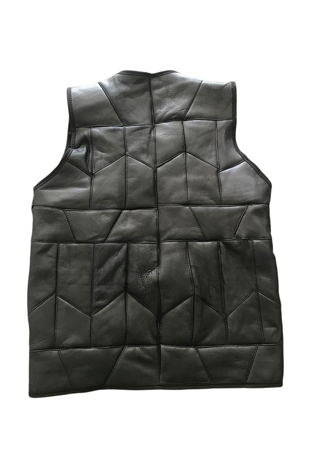 Patchwork Içi Kürk-dışı Süet Gerçek Deri Yelek - 3