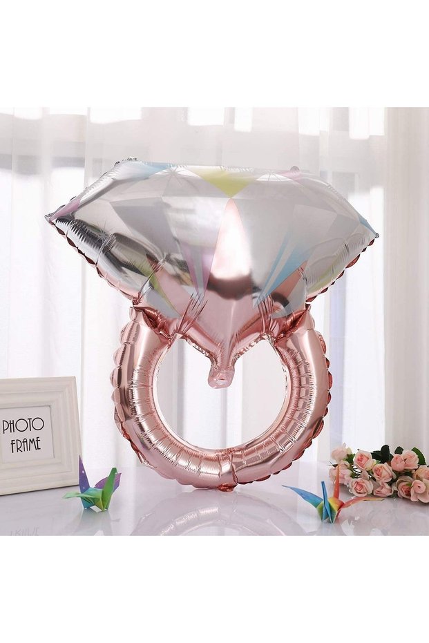 Solitaire Ring Rose Gold Colored Diamond Foil Balloon Bachelorette Party Bride to Be Marriage 66X60 cm
