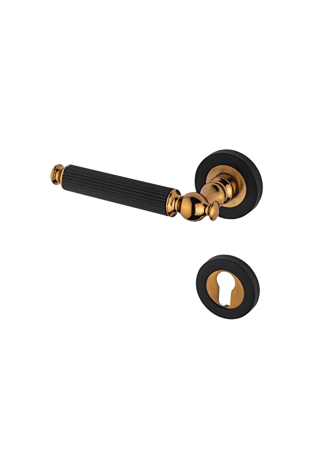 Hanedan Mat Siyah Albirifin Rozetli Çelik Kapı Kolu Sol Basar Tek Yön 1 Adet - 1