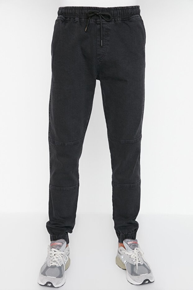 Antrasit Smoke Rahat Kalıp Dikiş Detaylı Jogger Jeans Kot Pantolon TMNAW23JE00060 - 1