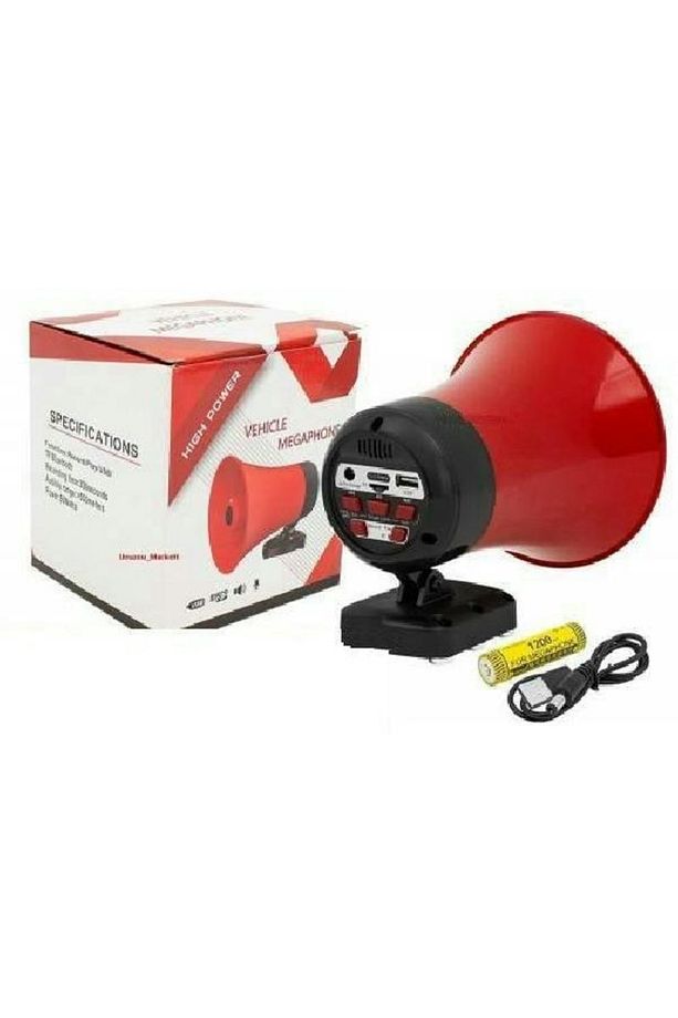 Pazarcı Hoparlörü (araç Üstü Mıknatıslı 50 W Hoparlör (şarjlı - Bluetooth - Usb - Sdkart - Ses Kaydı - 3