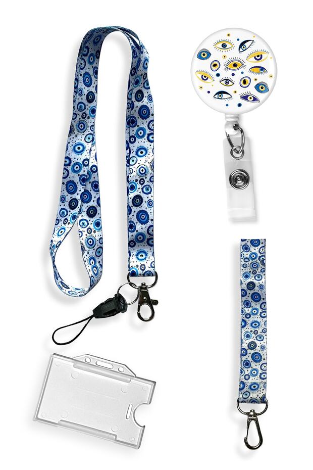Evil Eye Bead Set of 4 Neck Rope Keychain Yoyo Collar Card Holder