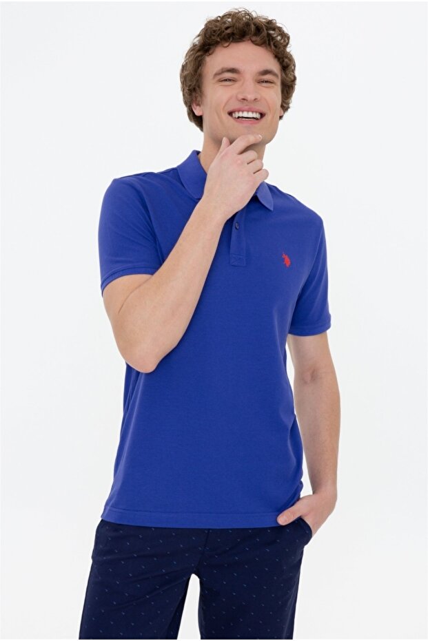 Base. Polo Assn Polo Collar Slim Fit No Pocket Men's Blue T-shirt