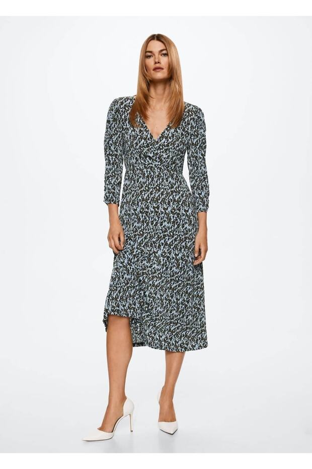 Desenli Pilili Elbise - 2