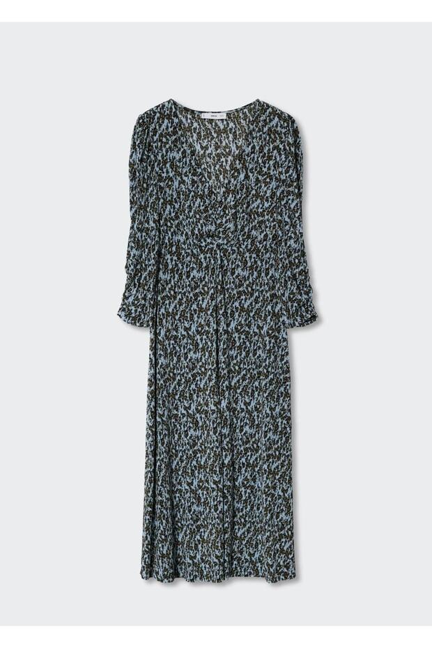 Desenli Pilili Elbise - 3