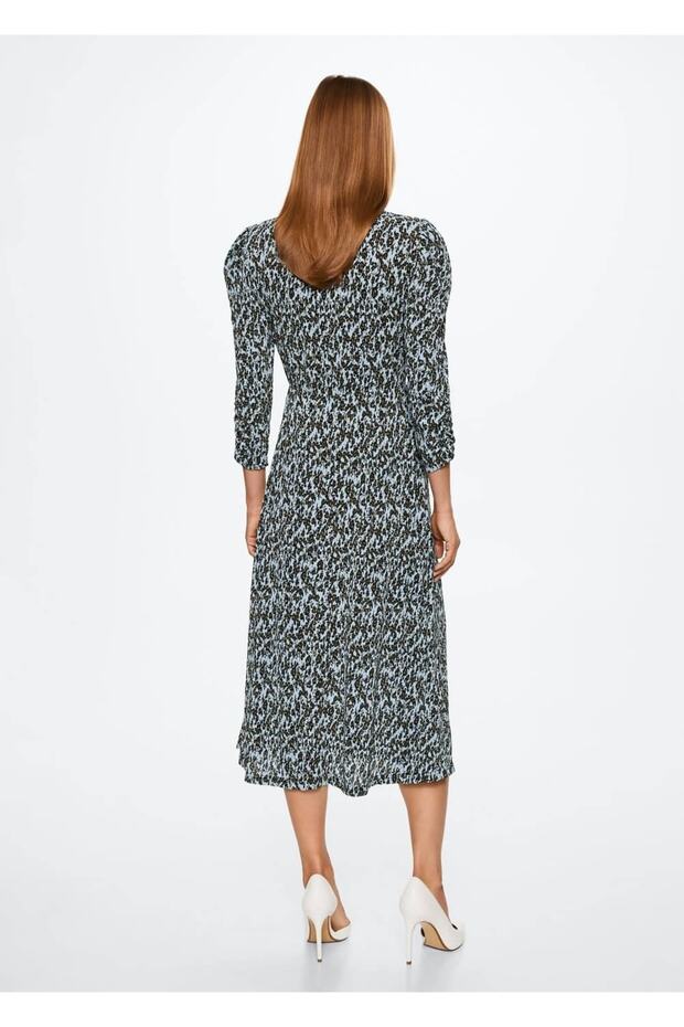 Desenli Pilili Elbise - 4