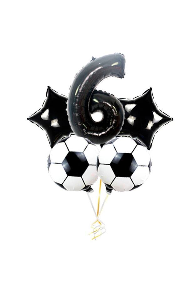 Black Number Balloon Football Ball And Black Star Balloon Set