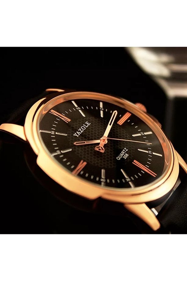 Erkek Kol Saati Siyah Deri Kordon Moda Şık Trend Yzl358s - 3