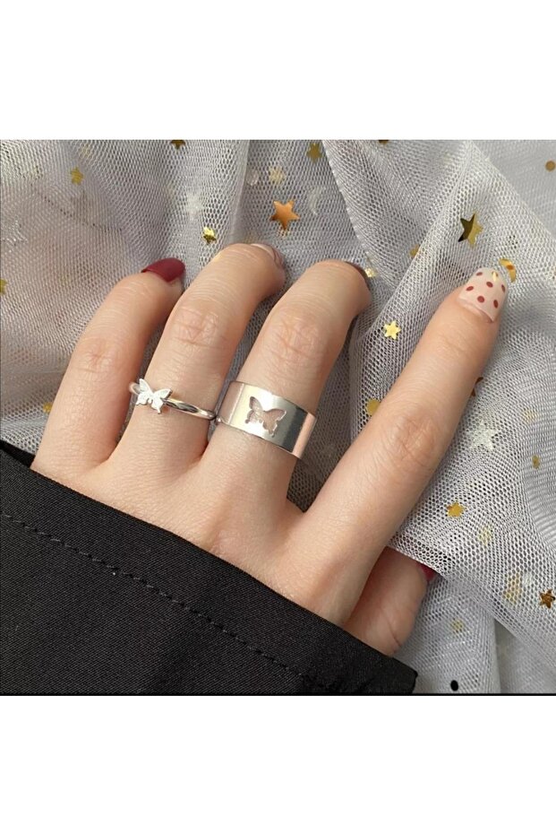 Double Adjustable Butterfly Ring - 1